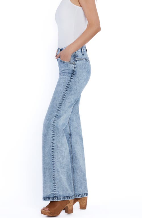 Wash Lab Denim Asymmetric Waist Flare Jeans In Mist Blue