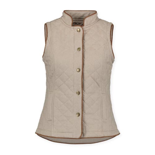 Hope & Henry Quilted Riding Vest In Taupe Herringbone