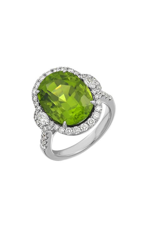 Shop Bony Levy El Mar Iris Peridot & Diamond Statement Ring In 18k White Gold