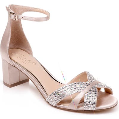 Jewel Badgley Mischka Sequoia Crystal Embellished Ankle Strap Sandal- Ivory