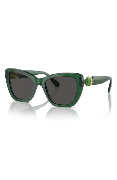 Shop Swarovski 55mm Cat Eye Sunglasses In Dark Green/dark Grey