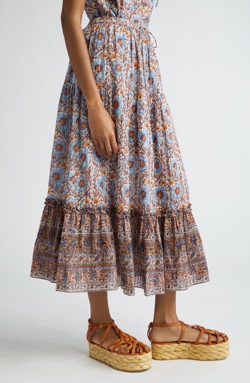 Shop Ulla Johnson Paige Floral Cotton Blend Maxi Skirt In Caspia