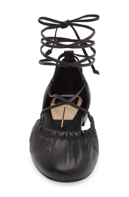 Dolce Vita Cancun Ankle Tie Flat In Black Leather