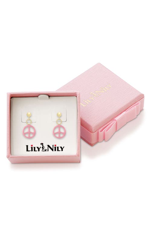 Lily Nily Kids' Peace Sign Drop Earrings In Pink