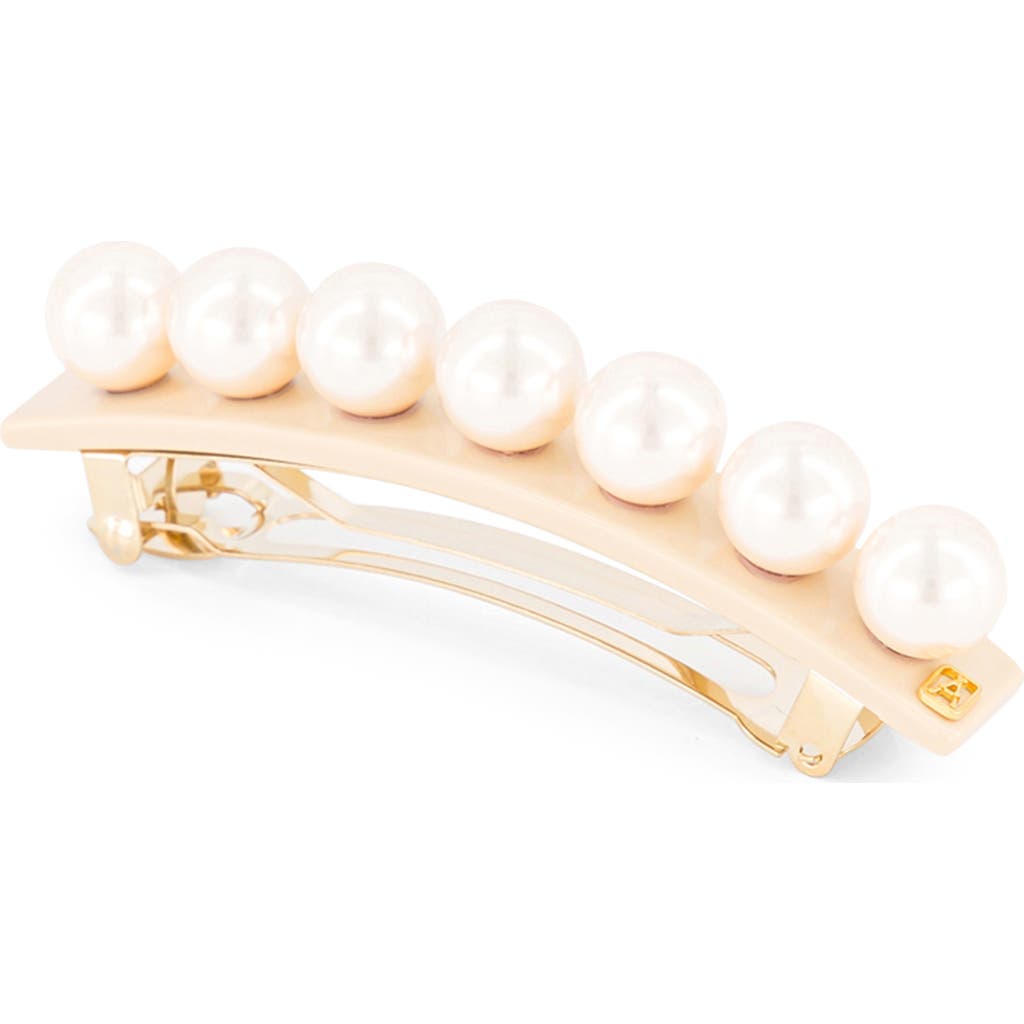 Alexandre De Paris Imitation Pearl Barrette In Beige