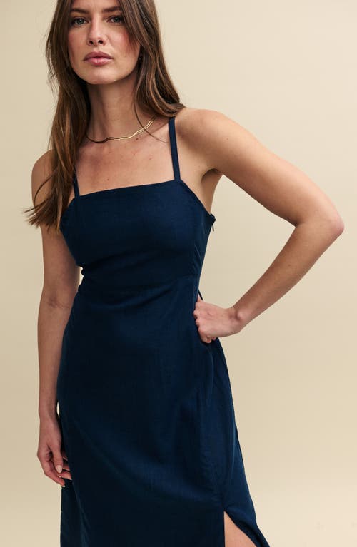 Nobody's Child Maddy Dark Denim Twill Midi Dress In Blue