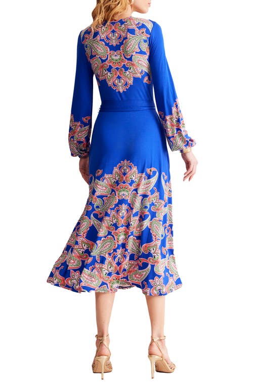 Shop Boden Placement Print Long Sleeve Jersey Midi Dress In Surf The Web Paisley Wave