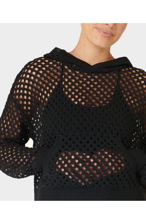 Shop Sweaty Betty Beachside Crochet Cover-up Hoodie In Black