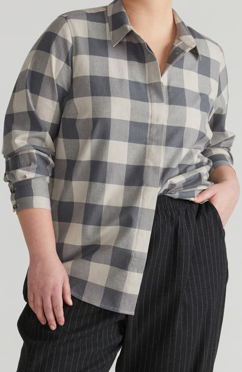 Universal Standard Elbe Classic Fit Stretch Cotton Flannel Button-up Shirt In Neutral Check