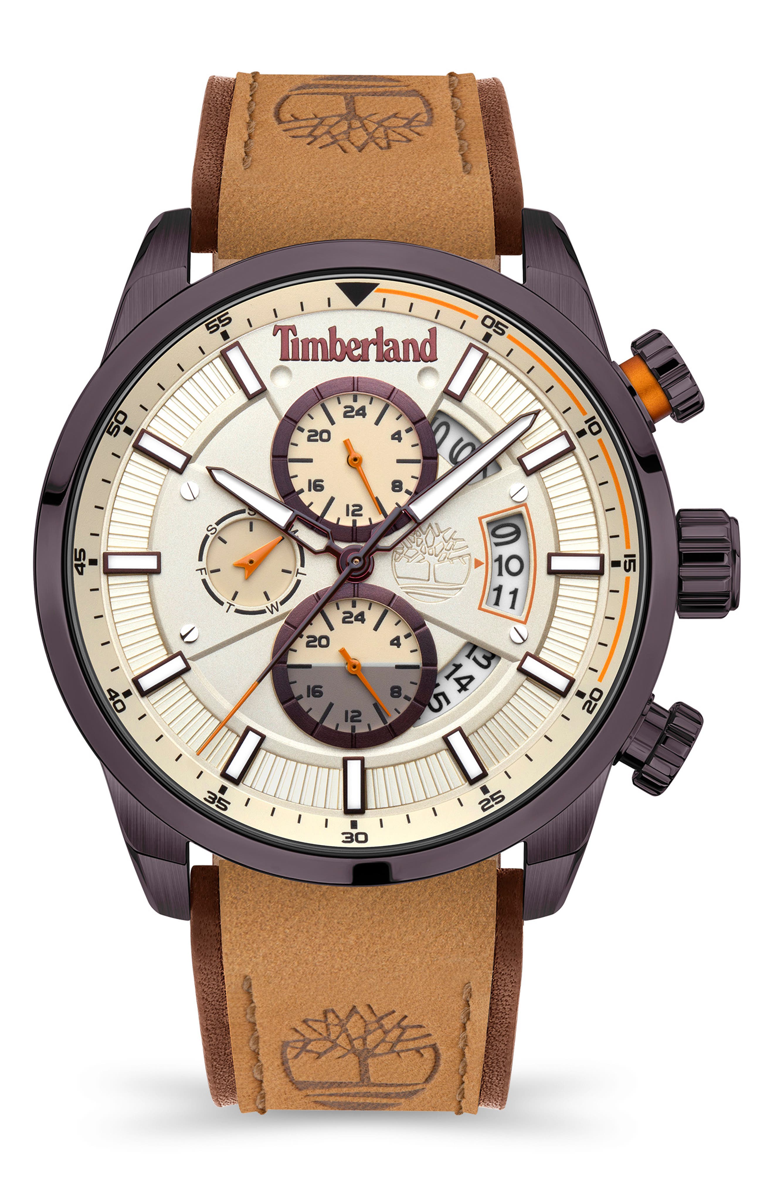 timberland watch brown leather strap