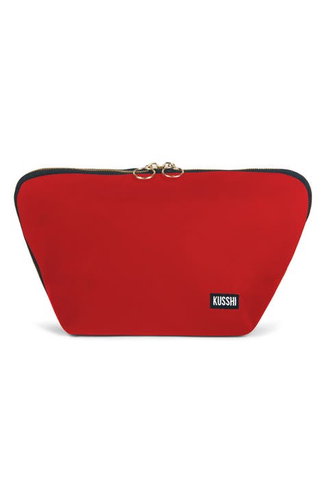 bareMinerals, Bags, Bareminerals Red Skeleton Key Print Flat Top Zip Cosmetic  Makeup Bag Pouch