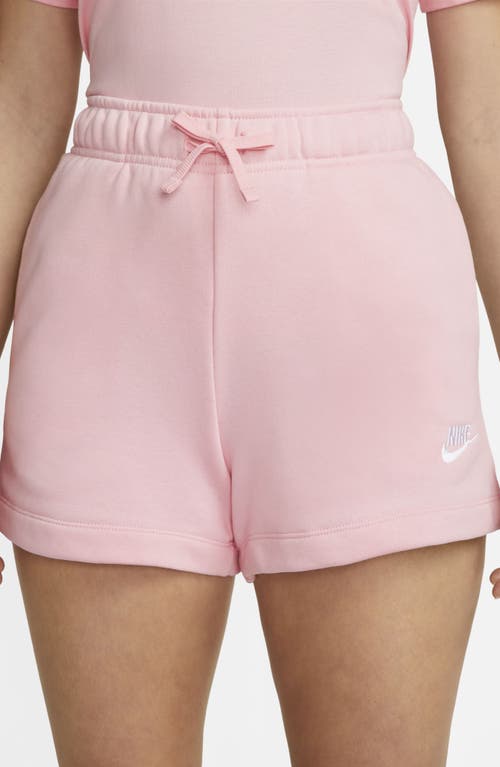 Shop Nike Club Fleece Shorts In Med Soft Pink/white