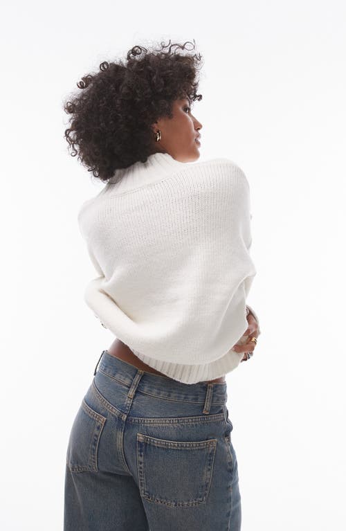 Shop Topshop High V-neck Sweater In Ivory