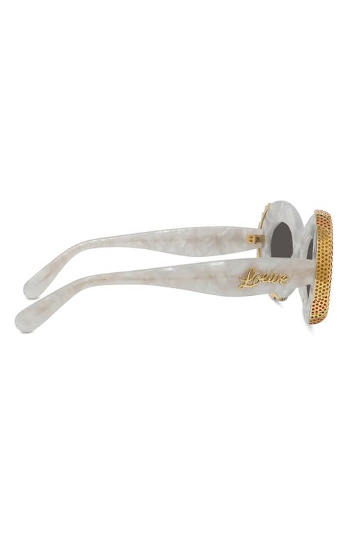 Loewe Gray Paula's Ibiza Pavé Oval Sunglasses In White/other/smoke