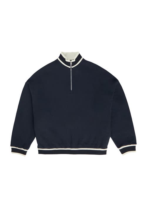 Shop Ser.o.ya Theodore Oversized 3/4 Zip Pullover In Navy/white