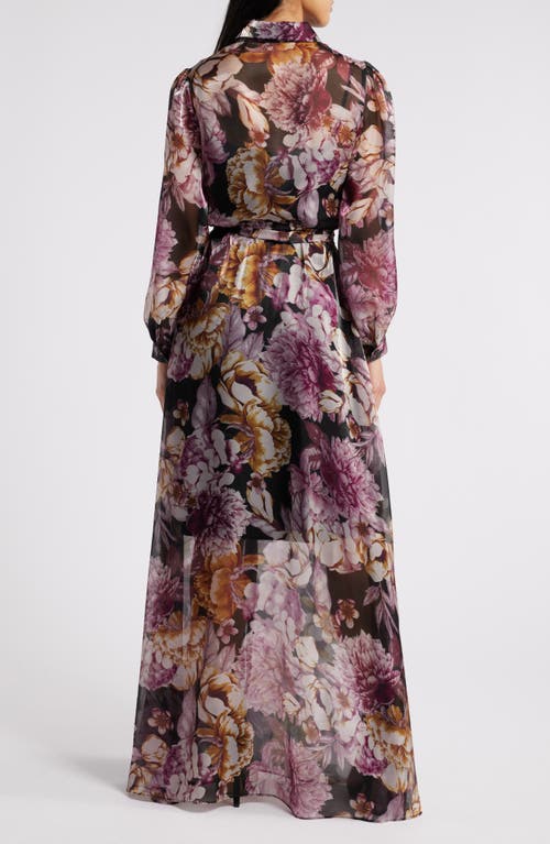 Shop Julia Jordan Floral Long Sleeve Maxi Shirtdress In Black Multi