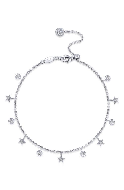 Starfall Simulated Diamond Charm Bracelet in Silver/White