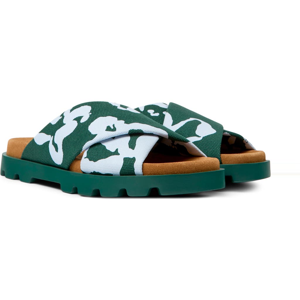 Shop Camper Brutus Slide Sandal In Green/brown