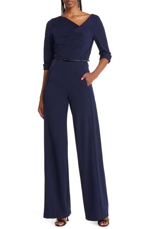Buy Sexy Plus Size Wide Leg Jumpsuits for Women Long Sleeve Wrap V Neck  Belted Stretchy Long Pants Jumpsuit Romper L-4XL, Red, Large at