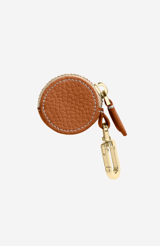 Maison De Sabre Leather Airtag Charm In Pecan Nude