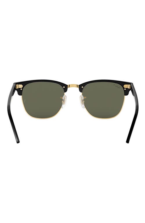 Shop Ray Ban Ray-ban 49mm Polarized Browline Sunglasses In Black/crystal Green