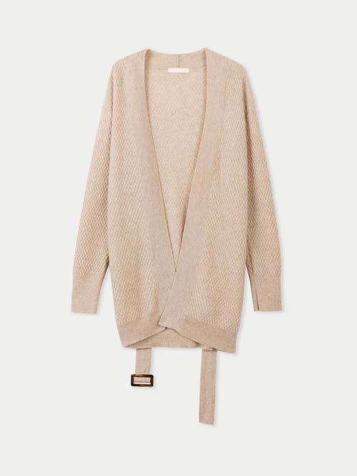 Shop Gobi Mongolian Cashmere Organic Color Self-belt Cashmere Cardigan In Warm Grey