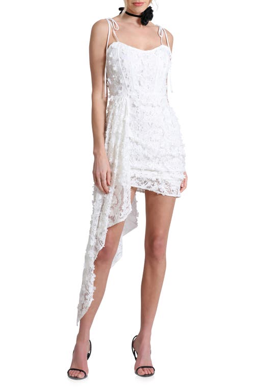 Avec Les Filles Floral Appliqué Waterfall Lace Cocktail Minidress White at Nordstrom,