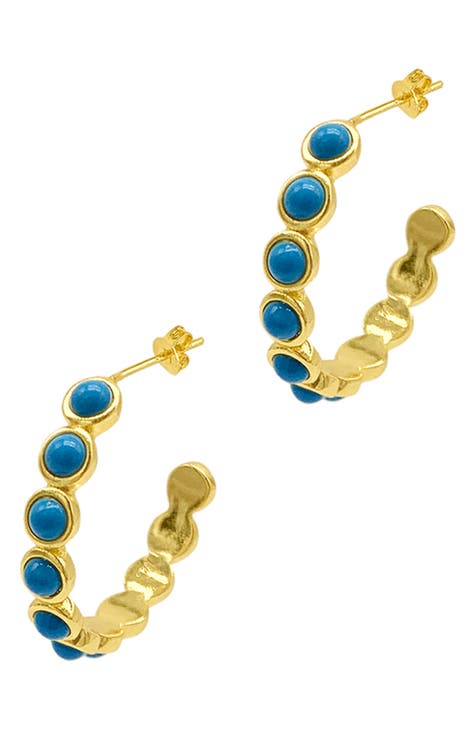 Bezeled Turquoisette 25.5mm Hoop Earrings