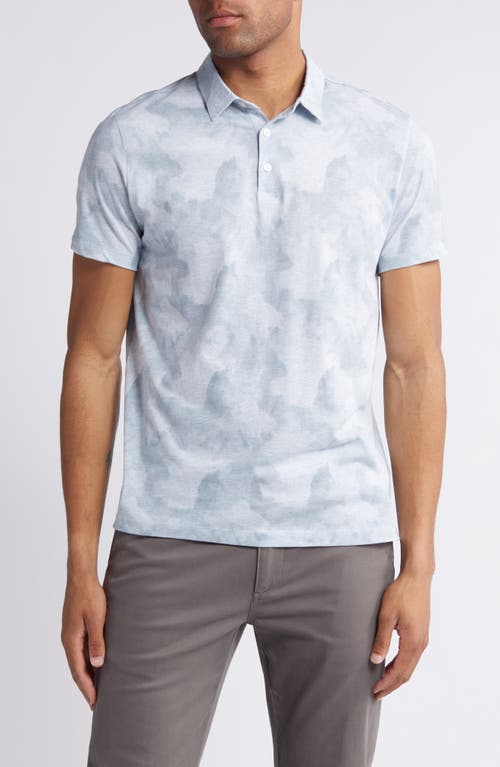 Laing Slim Fit Cloud Print Polo in Soft Teal