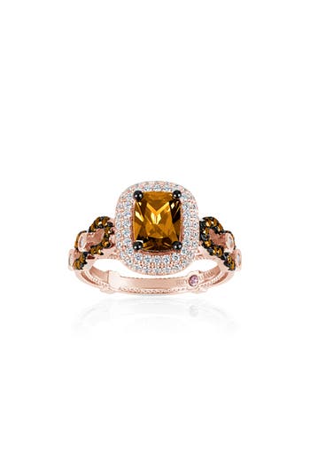 Suzy Levian Cz Engagement Ring In Light Brown