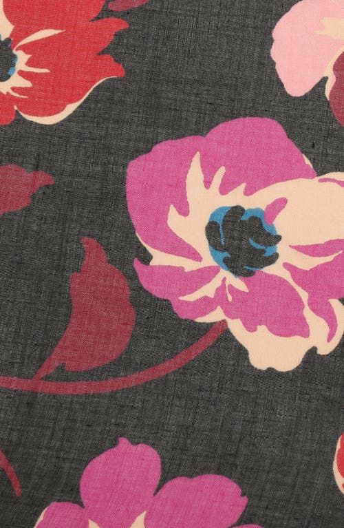 Kate Spade New York Fall Poppies Silk Ruana In Black