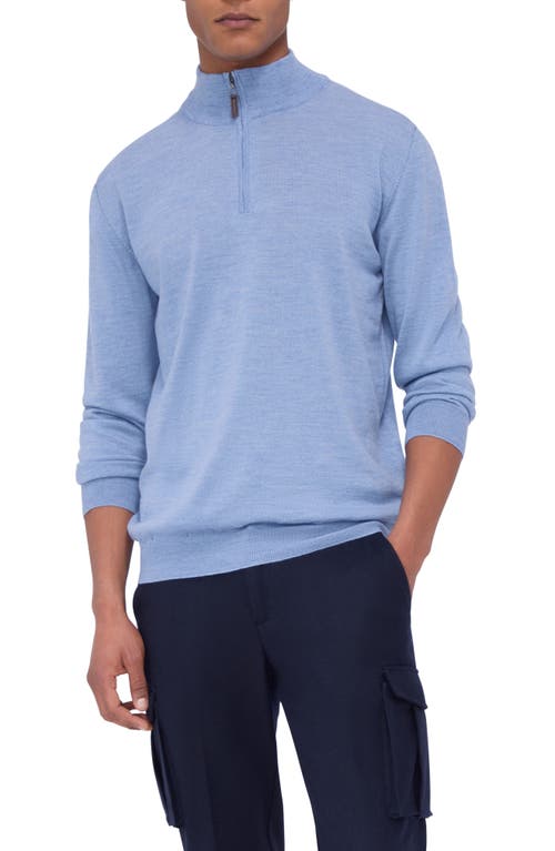 Shop Bugatchi Merino Wool Quarter Zip Pullover In Air Blue