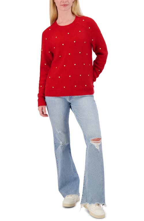 LUCKY BRAND LUCKY BRAND HEART STUD CREWNECK SWEATER 