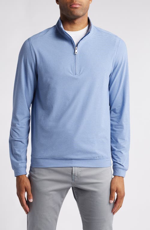 Scott Barber Microstripe Knit Quarter Zip Pullover in Regal 