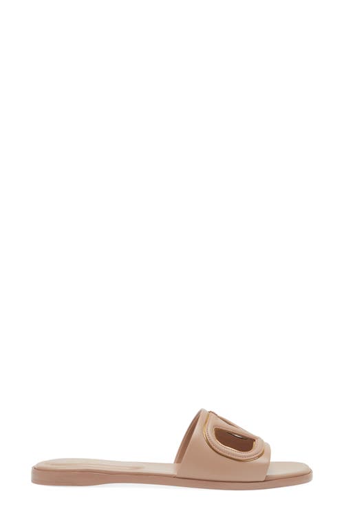 Shop Valentino Garavani Vlogo Cutout Slide Sandal In Rose Cannelle/antique Brass