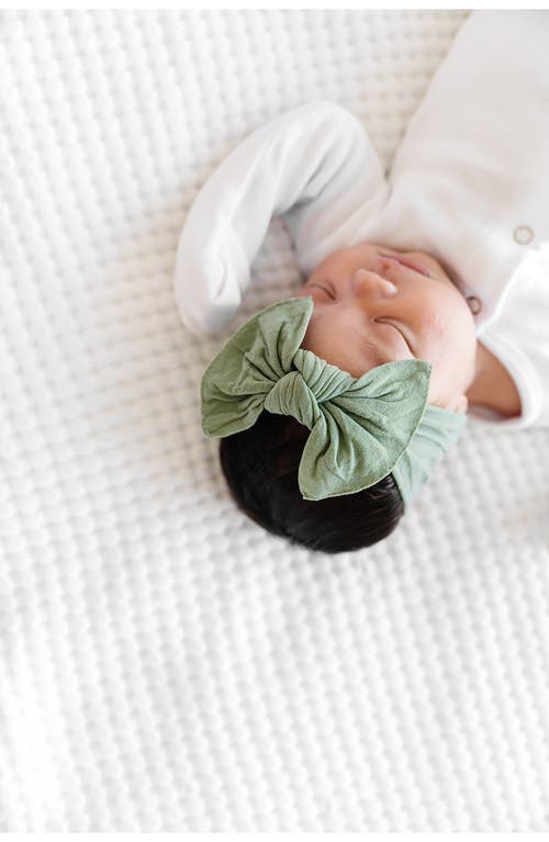Baby Bling Bow Stretch Headband In Oak/sage/oatmeal