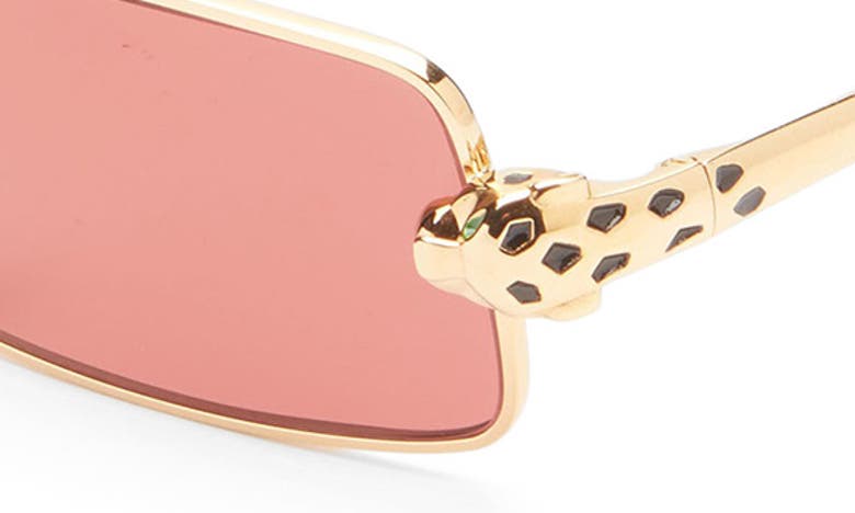Shop Cartier 54mm Polarized Rectangular Sunglasses In Gold