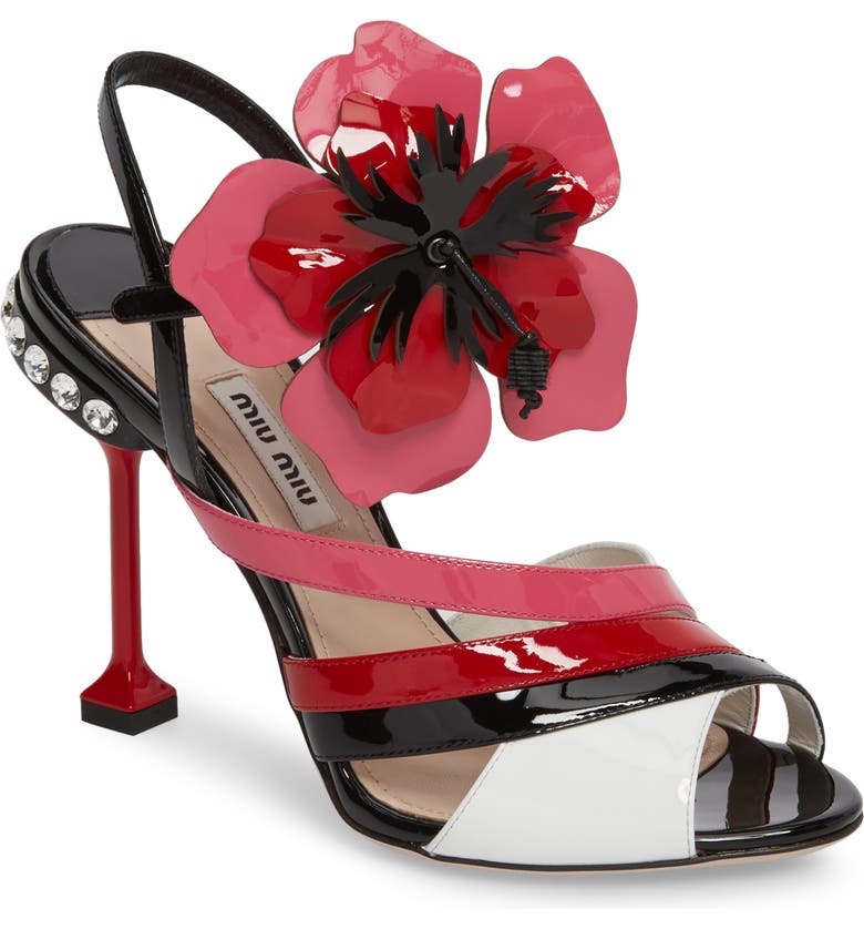 Miu Miu Flower Appliqué Sandal (Women) | Nordstrom