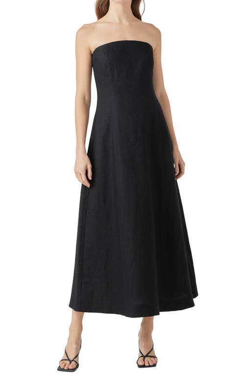 Shop Endless Rose Strapless Linen Dress In Black