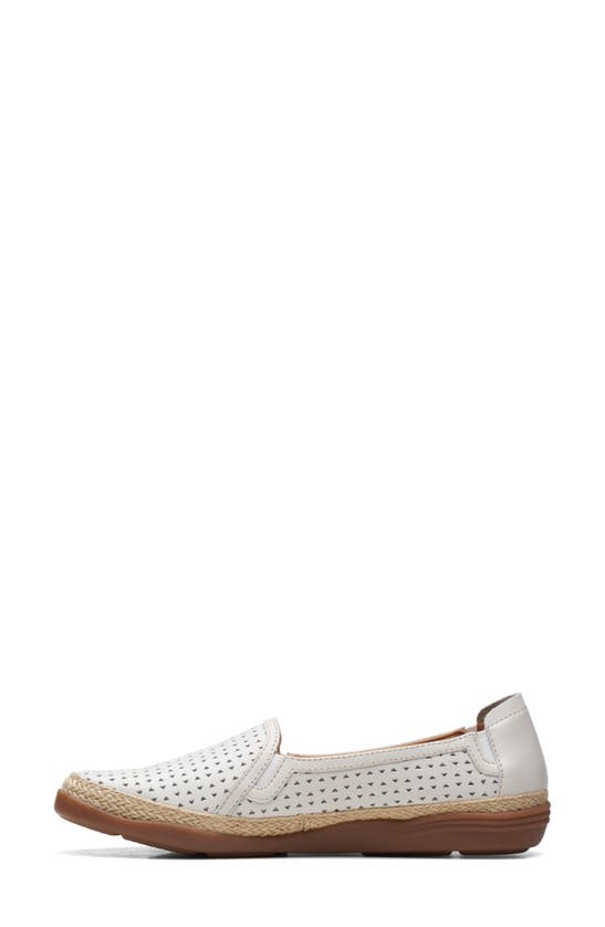 Clarks Elaina Ruby Laser Cut Espadrille Flat In White Leather