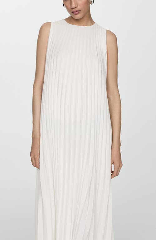 Shop Mango Pleated Sleeveless Midi Dress In White