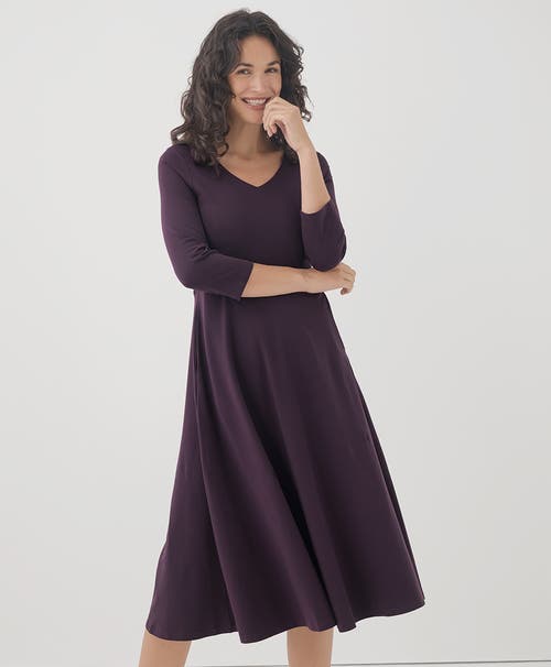 Shop Pact Organic Cotton Fit & Flare Midi Party Dress In Plum