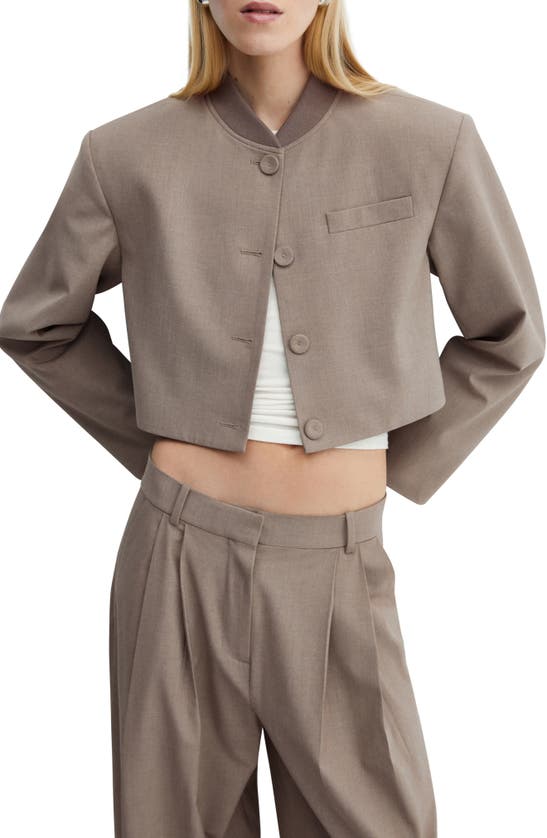 Shop Mango Roy Crop Bomber Jacket In Light-brown