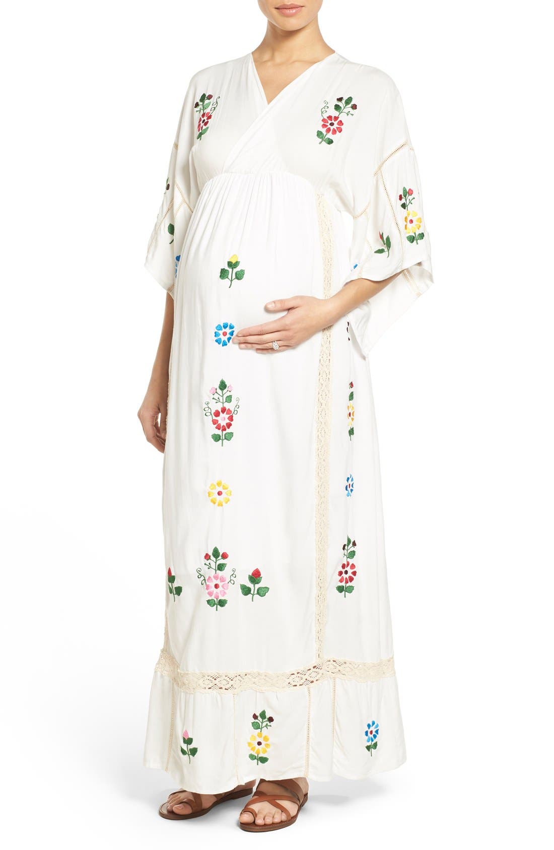 Fillyboo 'Bermain' Embroidered Maternity Kimono Maxi Dress Nordstrom