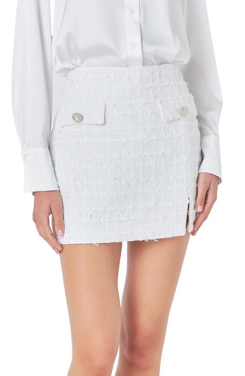 Shop Endless Rose Patch Pocket Tweed Miniskirt In White