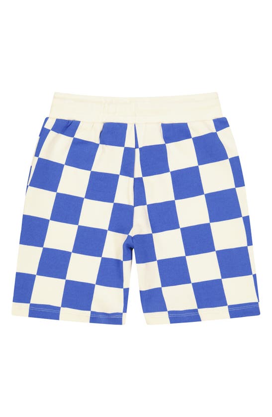 Shop The New Kids' Jeffry Checkerboard Organic Cotton Sweat Shorts In Royal Blue