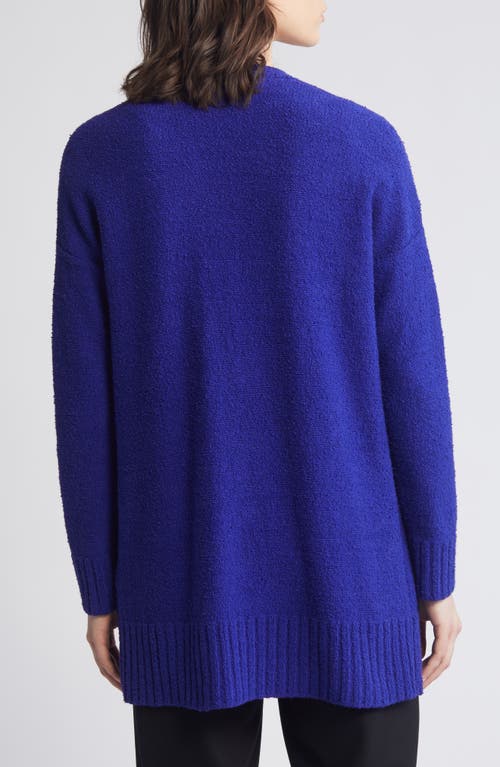 Shop Eileen Fisher Organic Cotton Bouclé Cardigan In Blue Violet