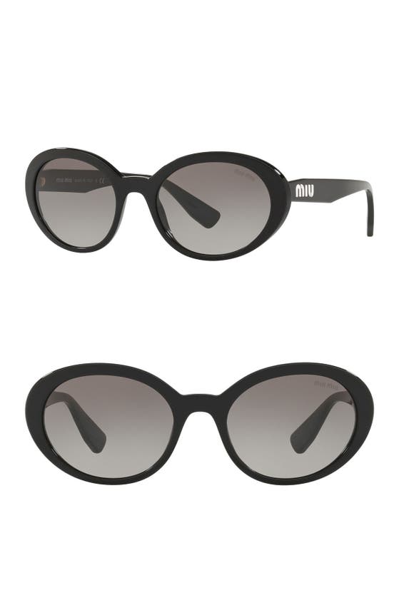 Miu Miu Logo 53mm Gradient Oval Sunglasses In Black Gradient