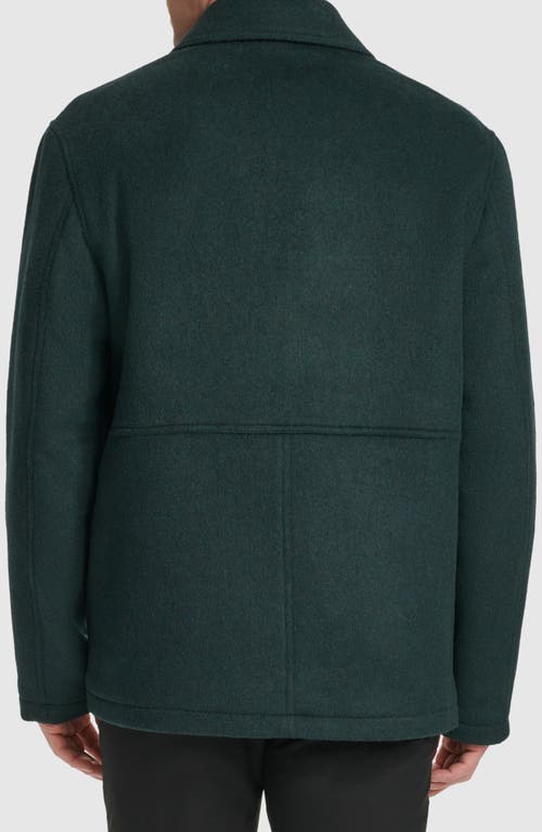 Cole Haan Felt Zip Front Shirt Jacket In Dark Green
