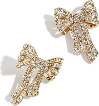 CHANEL Crystal CC Large Stud Earrings Gold 553891